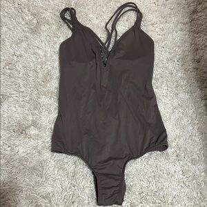 O'Neill Brown One-Piece Swimsuit with Strappy V-Neck